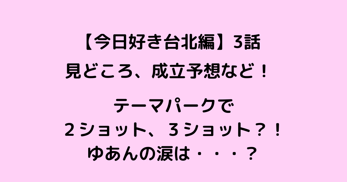 今日好き台北編3話の見どころ、成立予想